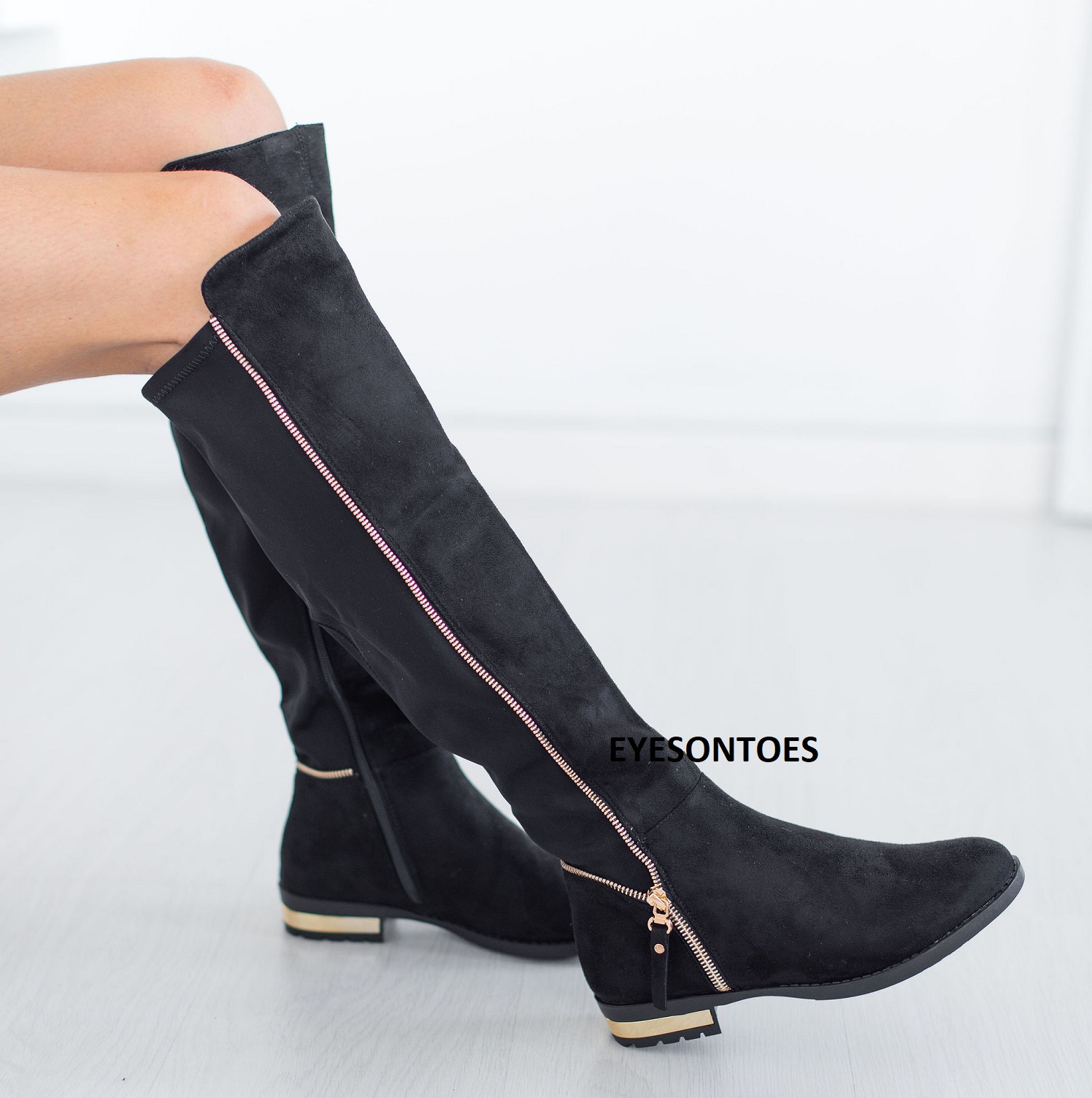 booties with gold trim